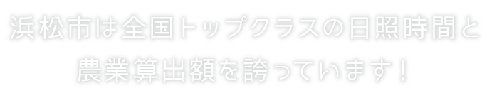 浜松市は全国トップクラスの日照時間と
農業算出額を誇っています！